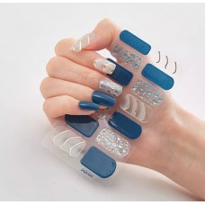 Set De 14 Stickers De Uñas Manicure Instantánea Azul Diseño